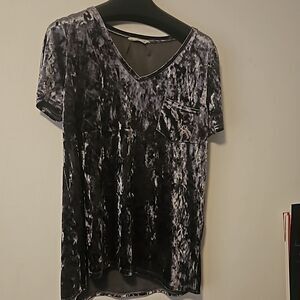 The Velvet Legging Tee Top XL Dark Gray Pewter Polyester Blend Stretchy